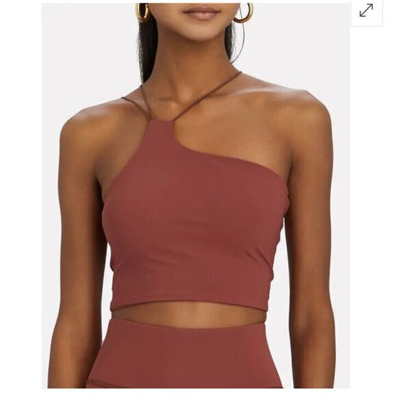 Alix NYC Rust Avon Asymmetrical Neckline One-Shoulder Spaghetti Strap Crop S - Picture 13 of 13